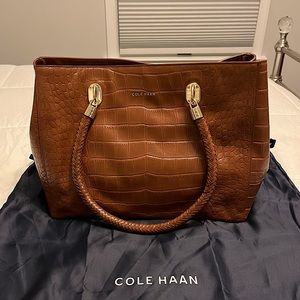 🚨 SALE 🧡 NWT RARE Cole Haan Benson Lg Tote Croc Embossed